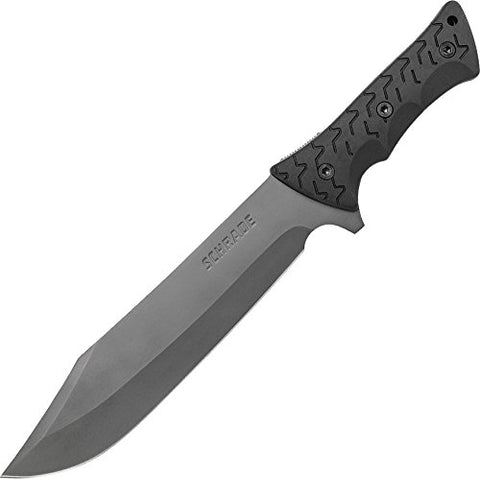 Schrade SCHF45 Leroy 16.5in High Carbon S.S. Full Tang Fixed Blade Knife with 10.4in Bowie Blade and TPE Handle for Outdoor Survival Camping and EDC