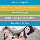 Quility Premium Kids Weighted Blanket & Removable Cover | 05 lbs | 36”x48” | for a Child Between 40-70 lbs | Premium Glass Beads | Cotton/Minky | Grey/Grey