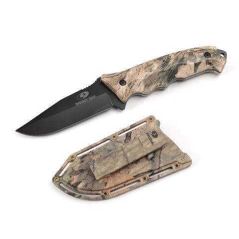 MOSSY OAK Fixed Blade Knife Full Tang with 4-1/4 in. Drop Point Blade, Camo Handle for Outdoor Survival Camping and Everyday Carry with ABS Camo Sheath