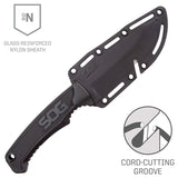 SOG Survival Knife with Sheath - Field Knife Fixed Blade Knives 4” Tactical Knife and Bushcraft Knife w/ Full Tang Hunting Knife Blade (FK1001-CP)