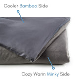 Weighted Blanket Adult, 15 lbs Heavy Blanket, 48"x72" Twin Size. Set with Bamboo/Minky Reversible Duvet Cover and Pillowcase. Calming Blanket, Natural Sleep Aid, Weighted Comforter
