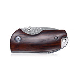 KUBEY Cutlery Wood Folding Pocket Knife, Thumb Open and Liner Lock, for Outdoor Camping Hiking and Everyday Carry