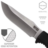 SOG Survival Knife with Sheath - Field Knife Fixed Blade Knives 4” Tactical Knife and Bushcraft Knife w/ Full Tang Hunting Knife Blade (FK1001-CP)