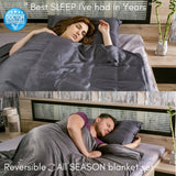 Weighted Blanket Adult, 15 lbs Heavy Blanket, 48"x72" Twin Size. Set with Bamboo/Minky Reversible Duvet Cover and Pillowcase. Calming Blanket, Natural Sleep Aid, Weighted Comforter