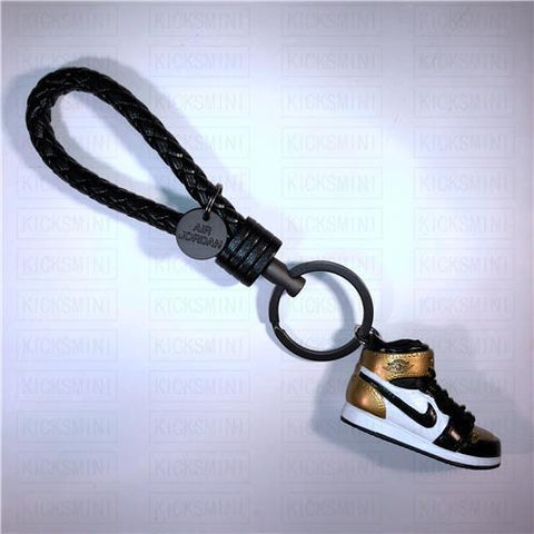 Handcrafted AJ1 "Gold Top 3" (Not Gold Toe) 3D Keychain with Box and Bag
