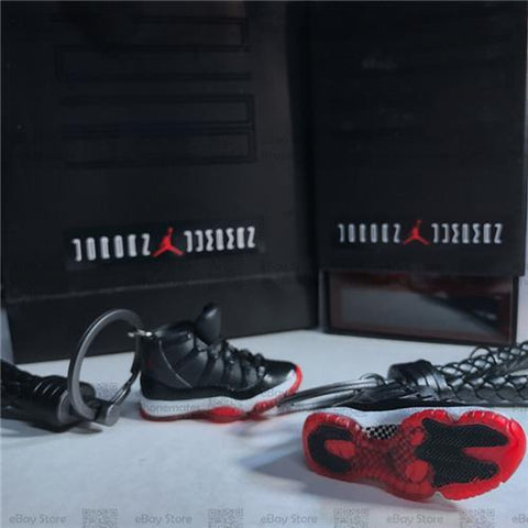 Handcrafted AJ11 "Bred" 3D Keychain with Box and Bag