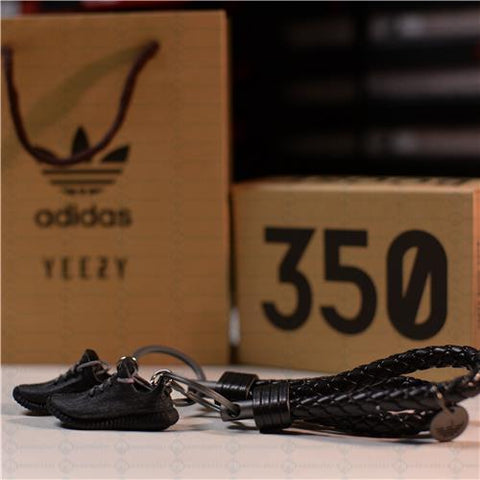 Adidas Yeezy 350 V1 "Pirate Black" 3D Mini Sneaker Keychain with Box and Bag